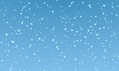 Christmas snow. Falling snowflakes on blue background. Snowfall. Vector illustration