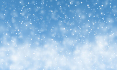 Fototapeta premium Christmas snow. Falling snowflakes on blue background. Snowfall. Vector illustration