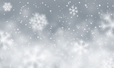Christmas snow. Falling snowflakes on dark background. Snowfall. Vector illustration