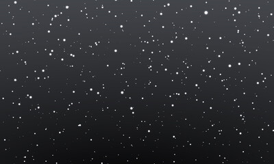 Christmas snow. Falling snowflakes on night background. Snowfall. Vector illustration