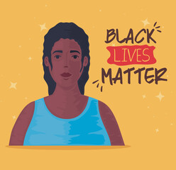 black lives matter, young woman African, stop racism concept vector illustration design