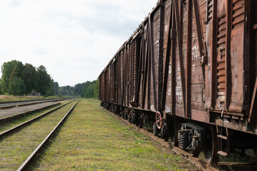 Obraz premium Railroad scene with cargo train.