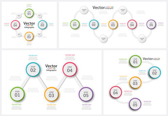 Colorful infographics collection, can be used for workflow layout, diagram, number options, web design. Vector Eps 10