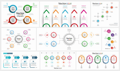 Colorful infographics collection, can be used for workflow layout, diagram, number options, web design. Vector Eps 10