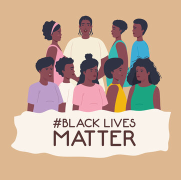 Black Lives Matter, People African Together, Stop Racism Vector Illustration Design