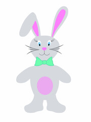 Grey Easter hare isolated on white background, vector graphics