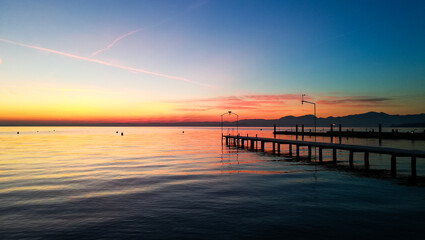 Naklejka na ściany i meble Sunset at Garda lake, Italy. Italian landscape