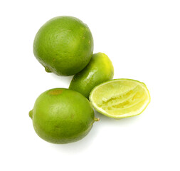 Fresh limes Isolated on white