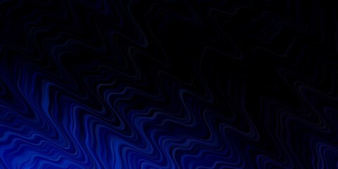 Dark BLUE vector background with bent lines. Colorful illustration with curved lines. Pattern for booklets, leaflets.