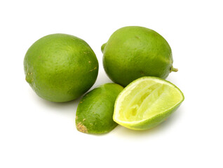Fresh limes Isolated on white