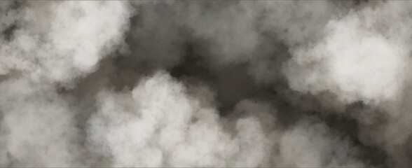 White fog or smoke on dark copy space background, smoke effect for your photos.