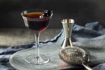 Refreshing Boozy Black Manhattan Cocktail