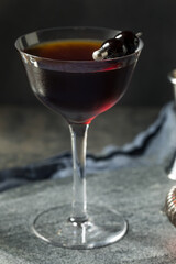 Refreshing Boozy Black Manhattan Cocktail