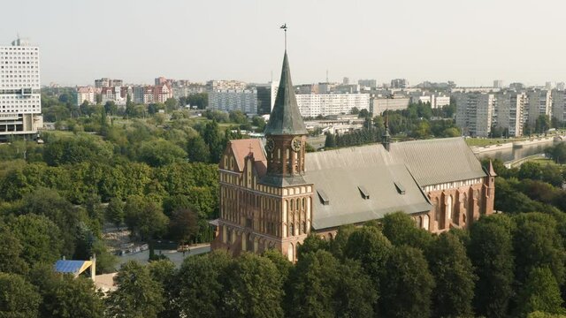 Aerial view of Konigsberg Cathedral on the island of Kant