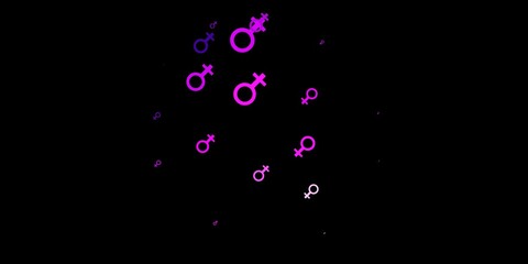 Dark Pink vector texture with women's rights symbols.