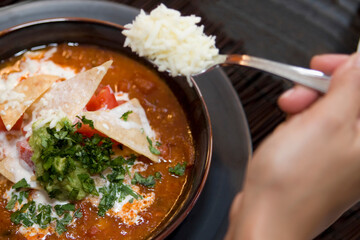 Close-up of Mexican beans and rice