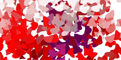Light pink, red vector backdrop with chaotic shapes.