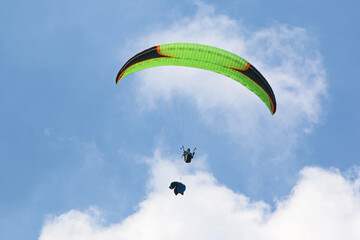 Paraglider being towed on a winch launch	
