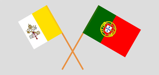 Crossed flags of Vatican and Portugal