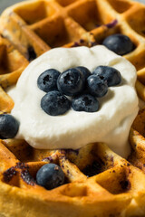 Homemade Warm Blueberry Belgian Waffles