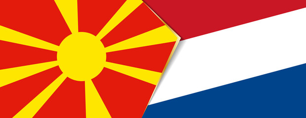 Macedonia and Netherlands flags, two vector flags.