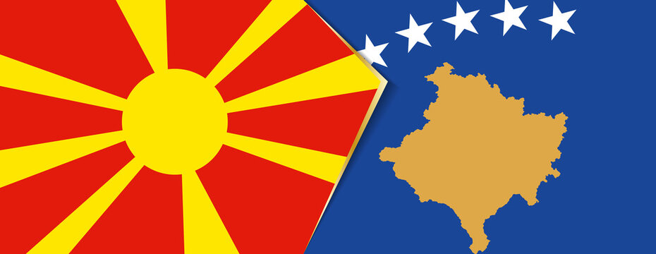 Macedonia And Kosovo Flags, Two Vector Flags.