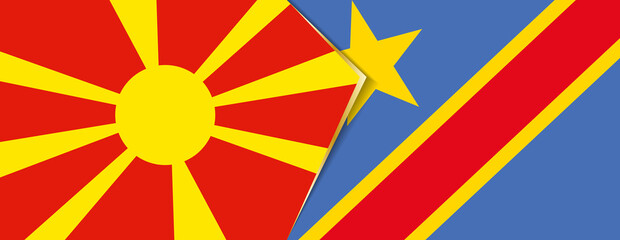 Macedonia and DR Congo flags, two vector flags.