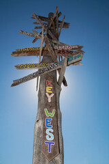 Low angle view of a signpost, Key West, Florida, USA