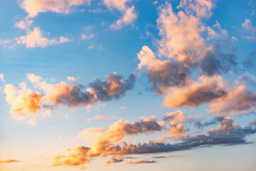 Colorful clouds after rain at sunset time.