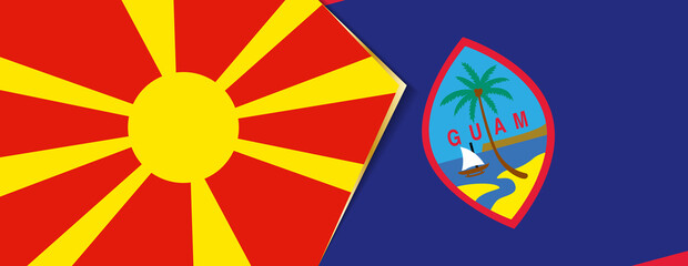 Macedonia and Guam flags, two vector flags. - obrazy, fototapety, plakaty