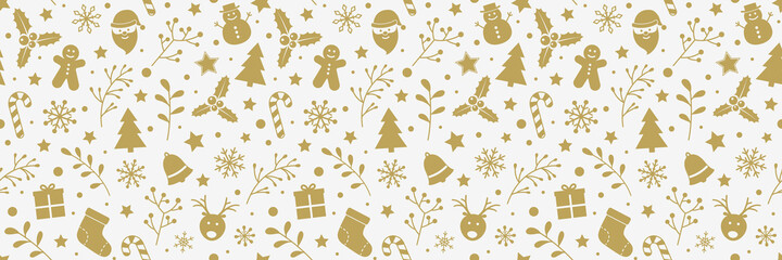 Christmas texture with icons. Xmas background. Vector