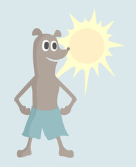 Creative design of funny dog sunbathing