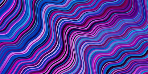 Light Pink, Blue vector layout with wry lines. Colorful abstract illustration with gradient curves. Template for your UI design.