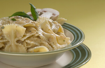 Close-up of a bowl of bow tie pasta