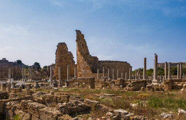 Perge Ancient City in Antalya Province, Turkey. July 2020