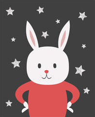 Design of funny white rabbit draw