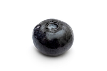 Single blueberry isolated on white background. Close up.