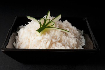 Close-up of a bowl of cooked white rice