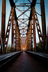 Railroad train brigde over the Bug river in Wyszkow, Poland