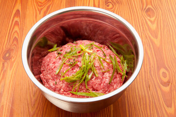 Close-up of mince meat in a bowl