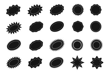 Starburst sticker set for promo sale. Vector badge shape design - star and oval price offer promotion