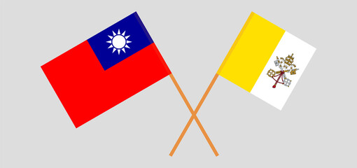 Crossed flags of Vatican and Taiwan
