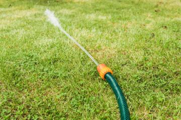 hose with water jet/ hose with water pressure on the grass