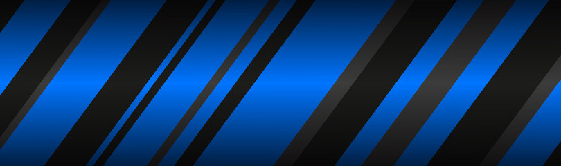 Abstract header with black and blue lines. Modern material technology banner. Vector abstract widescreen background