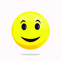 Smiling smiley, funny little man, face, yellow circle, vector graphics isolated on white background