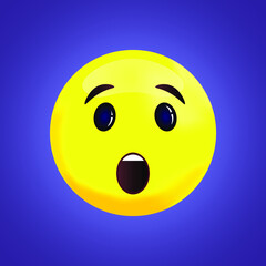 Surprised scared smile, funny little man, face, yellow circle, vector graphics isolated on a white background