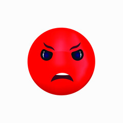 Angry simmering smile, funny little man, face, yellow circle, vector graphics isolated on a white background