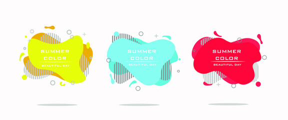 A modern set of abstract amoebic banners. Yellow, red, blue. Vector banner template. Template for use in web or print design.