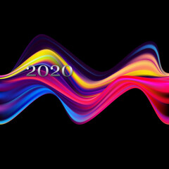 Creative geometric wallpaper. Fashionable fluid flow gradient shape composition. Background for gift card, poster on the wall, poster template, cover, banner.