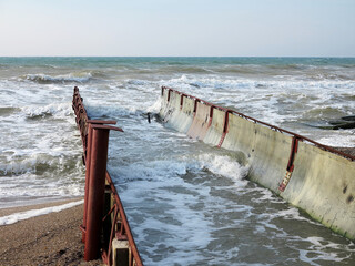 Discharge of dirty industrial wastewater into sea. Poisoning of recreation area by spread of disease, destruction of flora and fauna as result of violation of ecology of sea coast. Storm water, sewage